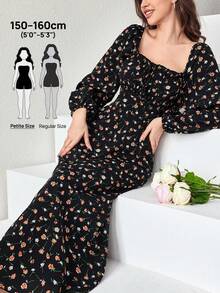 Modelyn Petite 女款黑色編織水波紋長袖A字洋裝，優雅浪漫，春夏女款優雅洋裝，適合夏季度假穿搭，小個女生 - 彩色 - 查看 4