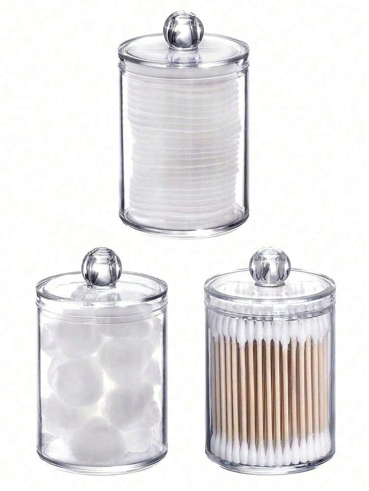 分配器支架，10 盎司透明塑料罐套装，用于浴室存储和整理，梳妆台化妆品收纳盒家居浴室装饰浴室收纳秋季装饰化妆品收纳盒返校 - 3pcs transparent - 查看 12