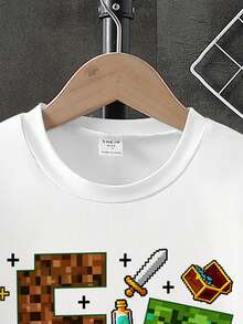 Tween Boy Letter & Number Print Round Neck Short Sleeve T-Shirt And Shorts Casual Daily Outfit - Multicolor - View 7
