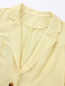 Franclia Plus Size Women's Fashionable Minimalist 3/4 Sleeve Fitted Office Blazer, Spring/Summer - Apricot - View 3