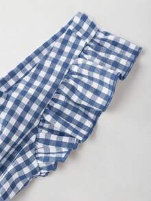 GlowEve Damen Midi-Kleid mit Glockenärmeln, rotem und weißem Karomuster, Schleife am Rücken und taillierter Passform, charmant und elegant für den Alltag, Urlaub, Picknick, Pendeln, Date, im retro französischen Street-Style, Frühling/Sommer - Verschiedenfarbig - Übersicht 6