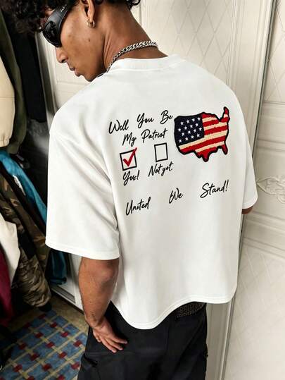 PAVTROS Men's Letter Print Round Neck Short Sleeve Casual T-Shirt
