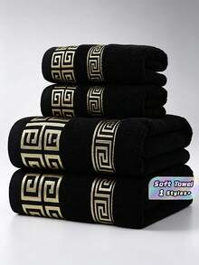 Men's Household Soft Towel, Beach Towel, Not Easy To Shed Hair, Company Gift, Large Bath Towel Cover Towel - Black - View 1