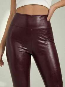 Legging Effect Leather High Elastic Fit Modern Woman - Vino - View 4