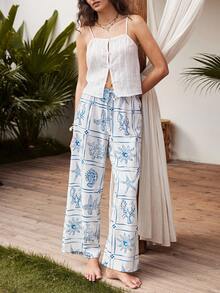 Lullawish Quần pajama nữ họa tiết bong bóng nhăn nhúm phong cách Bohemian Ocean Element. - Nhiều màu - Xem 6