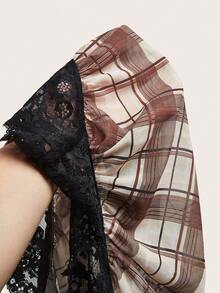 Easelle Bohemian Sexy Lace Patchwork Plaid Romantic Vacation Camisole For Women Night Out Beige Summer - Multicolor - View 8