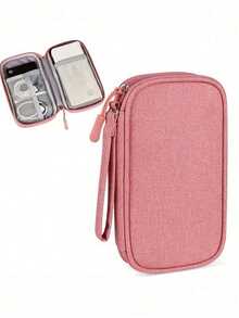 1pc Waterproof Electronic Storage Bag, Multi-Layer Fixed Storage Bag, Multi-Zipper Travel Portable Storage Bag - Perfect For U Disks, Hard Disks, Headphones, Boho Vibes - Dusty Pink - View 8