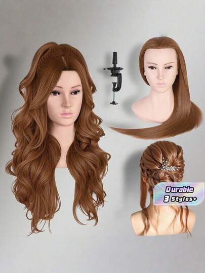 1 Piece Of 26 Inch 100% Blended Synthetic Fiber Wig, Gold DIY Bridal Hairstyle,Gift Grooming And Beauty Practice Wig