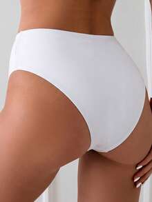 Oceva Women's Summer Vacation Beach Ruched Metal Decor Triangle Bikini Bottom - White - View 2