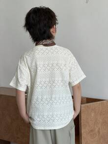 Dazy Kids 大童男童大尺碼純色紋理圓領短袖上衣 夏季 - 杏色 - 查看 2