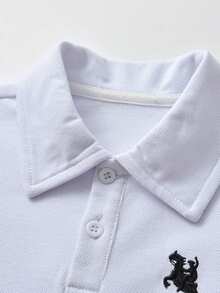 SHEIN Explorewe 男童撞色条纹印花短袖T恤和裤子套装（2件套） - 白色 - 查看 4