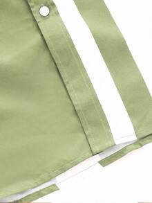 Manfinity Homme Conjunto de camisa de manga corta con contraste de color y pantalones largos con cordón en la cintura, para hombre, casual, para vacaciones y viajes, primavera/verano/otoño - Albaricoque - Ver 5