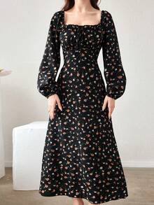 Modelyn Petite 女款黑色編織水波紋長袖A字洋裝，優雅浪漫，春夏女款優雅洋裝，適合夏季度假穿搭，小個女生 - 彩色 - 查看 8