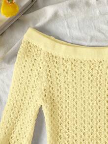 SHEIN Gaun Lengan Panjang Kuning Motif Bintang Laut untuk Liburan Anak Perempuan Remaja - Kuning - View 4