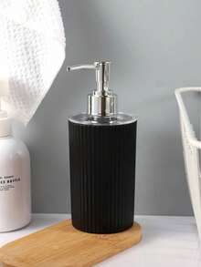 1PC/2PCS Striped Acrylic Soap Dispenser - Luxury Pump Bottle For Hand Soap & Shower Gel, Refillable Bathroom Decor - Black - View 10