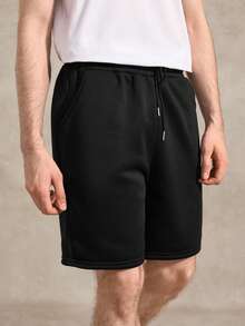 Courvante Men's Casual Shorts, Black, White, Fashion Versatile, Sports Style For Your Tennis Boyfriend - White - View 2