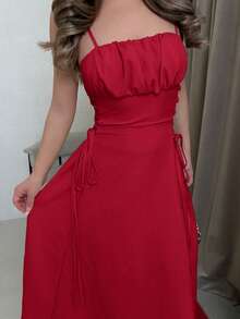Vestido de mujer con tirantes en X de un solo color - Blanco - Ver 9