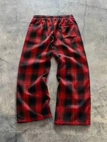 AXEPEAK Men's Casual Plaid Wide-Leg Pants, Spring/Summer - Black - View 2