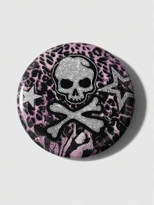 ROMWE Goth 4件套Y2K复古朋克哥特美学动漫徽章套装，包含紫色/黑色/豹纹、蛇纹、蜘蛛网、蝙蝠、十字架、爱心、骷髅图案，银色胸针配饰，适合女孩、朋友、礼物 - 多色-2 - 查看 10