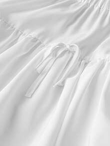 GlowEve CURVE Plus Size Women High Waist Bow Decor Puff Mini Skirt Fall - White - View 5