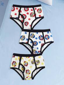 SHEIN | PAW Patrol Celana Dalam Kasual Sehari-hari Motif Kartun Patchwork untuk Anak Laki-Laki - Putih - View 1