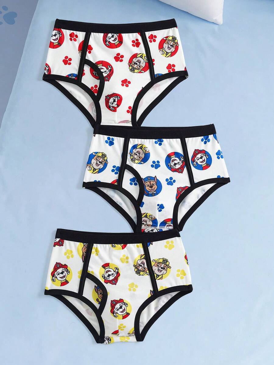 SHEIN | PAW Patrol Celana Dalam Kasual Sehari-hari Motif Kartun Patchwork untuk Anak Laki-Laki - Putih - View 1