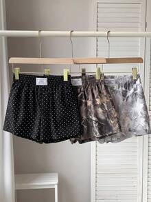Comfortcana 3件裝波點、淺色分枝、深色分枝休閒短褲套裝，梭織面料，適合日常穿著，迷彩印花短褲套裝，適合日常通勤、約會、派對、秋冬/夏季、聖誕節、新年、感恩節、派對、婚禮、海灘、畢業典禮，時尚、優雅、休閒、外出、約會、預約、通勤、亮面、情人節、優雅、度假、休閒、Y2K、外出、畢業典禮等 - 彩色 - 查看 6