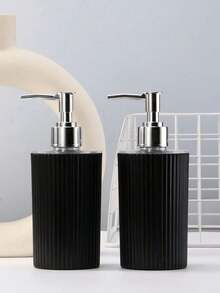1PC/2PCS Striped Acrylic Soap Dispenser - Luxury Pump Bottle For Hand Soap & Shower Gel, Refillable Bathroom Decor - Black - View 11