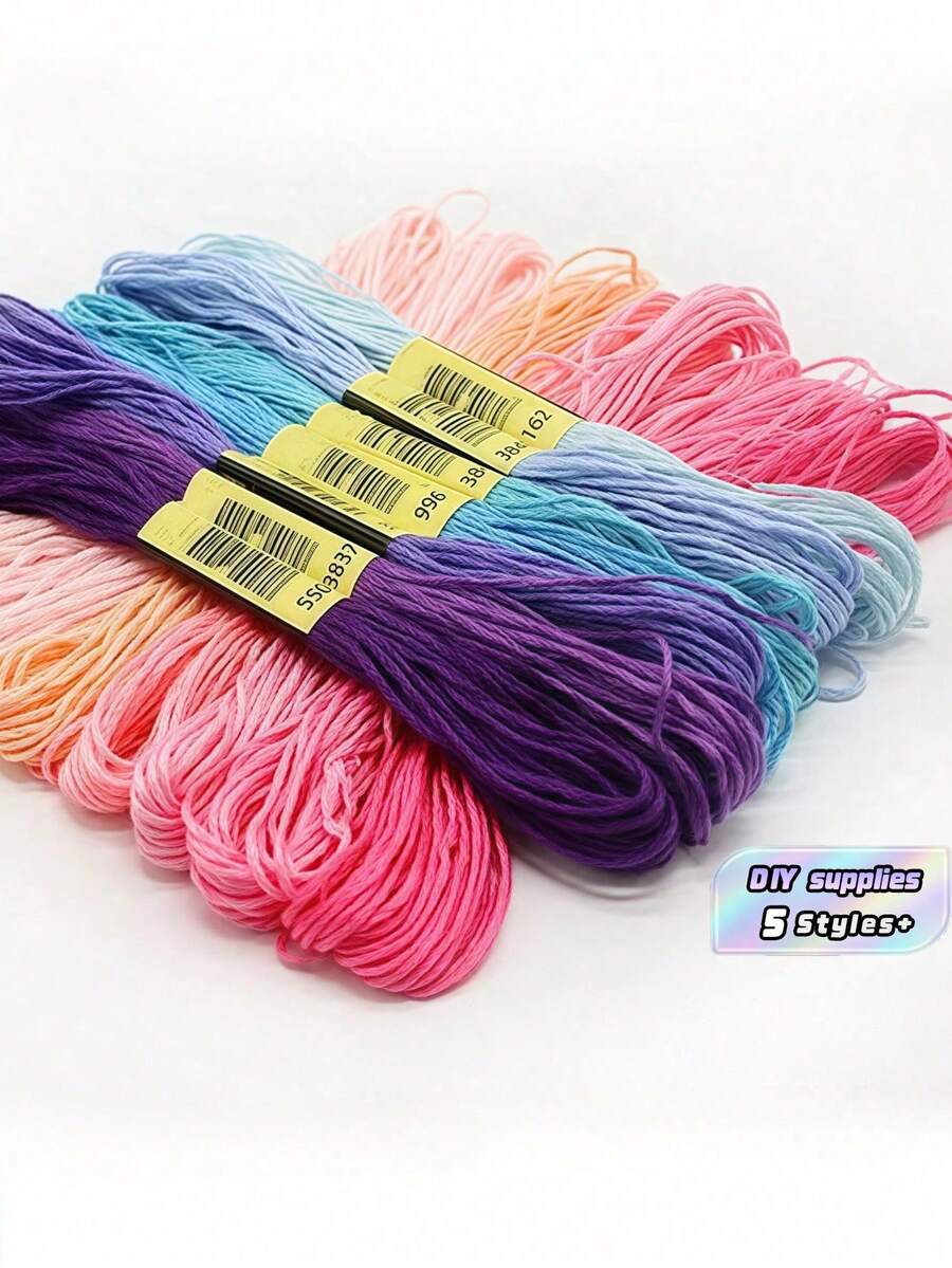 1 Set Of 12/24/36/50/100 Colours Bundles Rainbow Embroidery Floss Cross Stitch Thread Art, Bracelet Thread, Craft Silk Thread, Aromatic Embroidery Thread Set,DIY Embroidery Sewing Thread,DIY Craft - Multicolor - View 1