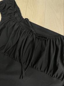 K-Vae Versatile Sexy Generous Neckline All-Match T-Shirt Golf Pastal Summer - Black - View 4