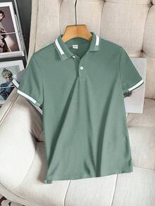 SHEIN 男童休闲有领短袖 Polo 衫 - 綠色 - 查看 2