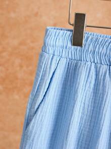 VENTUSAIL Bộ đồ nam mùa hè kiểu dáng thường ngày, áo khoác có mũ và quần short, chất liệu vải dệt họa tiết, có dây rút. - Màu xanh lam - Xem 6