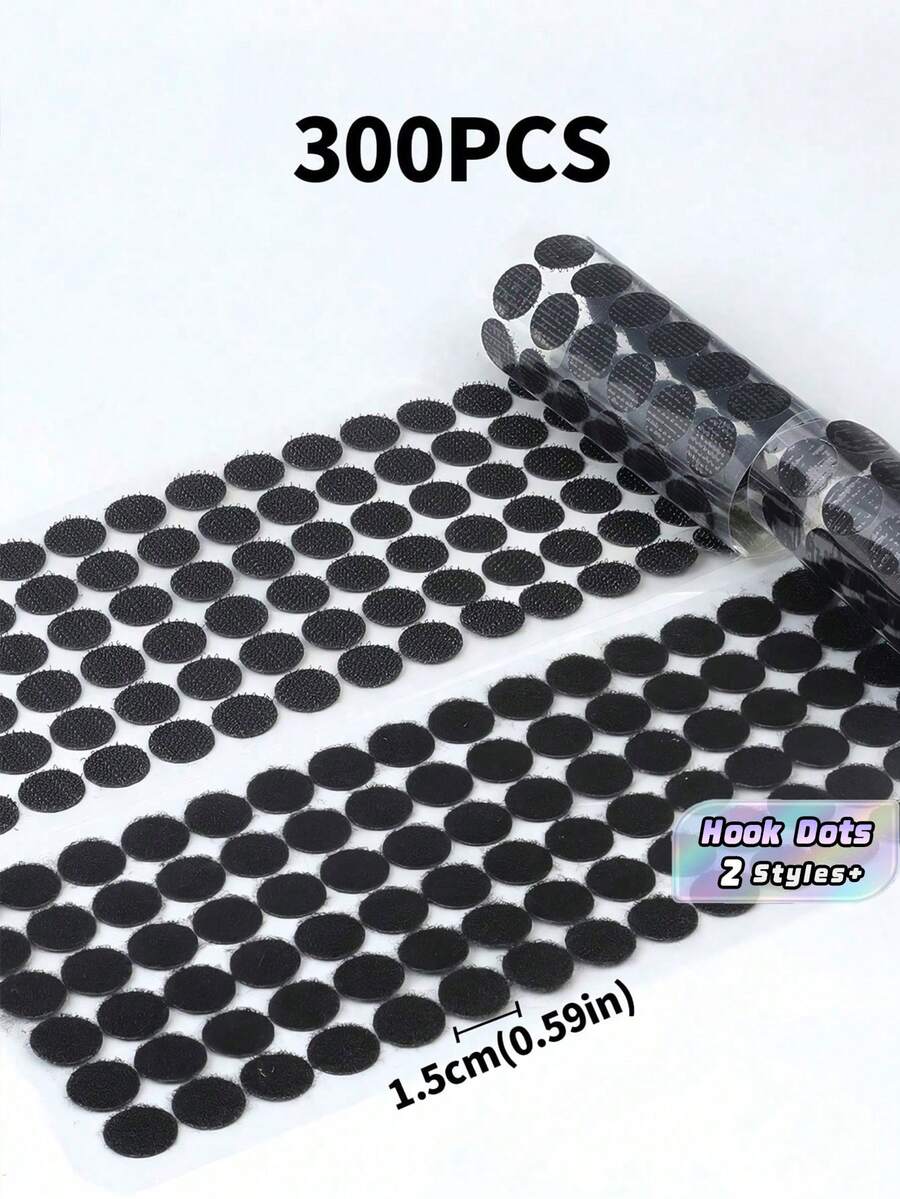 300 件 150 对 15 毫米直径强力粘性防水可重复使用钩环点自粘硬币粘性紧固件多表面家庭办公室学校组织 DIY 工艺用品日常使用安全紧固 - 彩色 - 查看 1