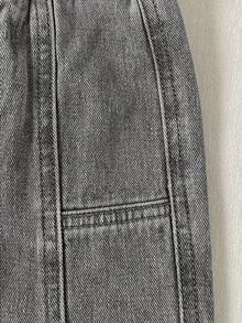 Toddler Boys' Soft Cotton Casual Loose Fit Washed Denim Jeans, Elastic Waist, Tapered Leg, Suitable For Daily Wear And Vacation, Summer - Light Grey - View 7