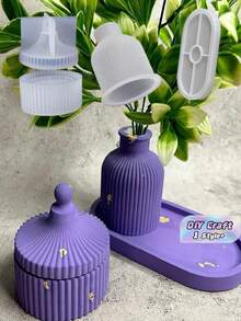 Bộ 4 khuôn hình bầu dục, khuôn làm bình hoa, hộp đựng đồ kẻ sọc, bộ khuôn silicon làm chậu hoa, khuôn đúc nhựa, thạch cao, xi măng, bê tông đa năng dùng để trang trí bàn làm việc, đồ thủ công tự làm, trang trí nhà cửa. - Nhiều màu - Xem 1