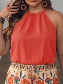 Mellowie Plus Size Women's Printed Jumpsuit Suitable For Vacation - Multicolor - View 5
