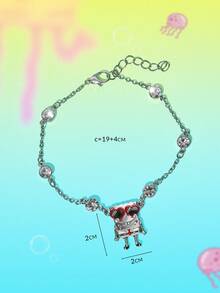 SpongeBob SquarePants | SHEIN New Creative Cartoon Underwater Animal Pattern Pendant Bracelet, IP Joint Design, Cute Personalized, Simple And Generous, Can Also Be Used As Accessories, Suitable For Various Parties, Concerts, Festivals, Exquisite Gifts - Platinum - View 5