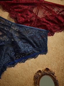 PinupPomp Plus 3packs Crisscross Lace Panties Lingerie - Multicolor - View 4