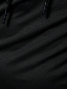 GymBeat Camiseta de tirantes deportiva con capucha y cordón ajustable de unicolor casual para hombres, verano, gimnasio, vacaciones - Negro - Ver 6