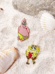 SpongeBob SquarePants | SHEIN 一套全新創意卡通水下動物胸針，IP聯名設計，可愛個性化，簡約大方，亦可用作飾品，適合各種派對、音樂會、節慶，精美禮物 - 彩色 - 查看 1