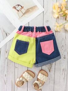 SHEIN Young Girl' Cute Multi-Color Denim Shorts - Multicolor - View 2