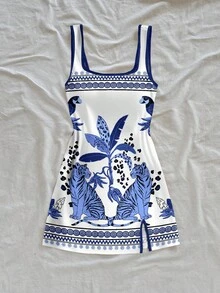 Soleia U-Neck Backless Mini Dress For Women, Suitable For Summer,Dresses For Women Summer - Blue - View 5