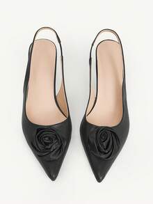 CUCCOO CHICEST Eleganta pumps för kvinnor med spetsig tå och 3D-blomdekoration - Svart - Visa 9