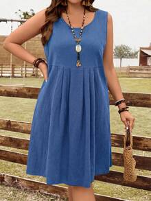 EMERY ROSE Vestido azul sin mangas para mujer de talla grande - azul real - Ver 3