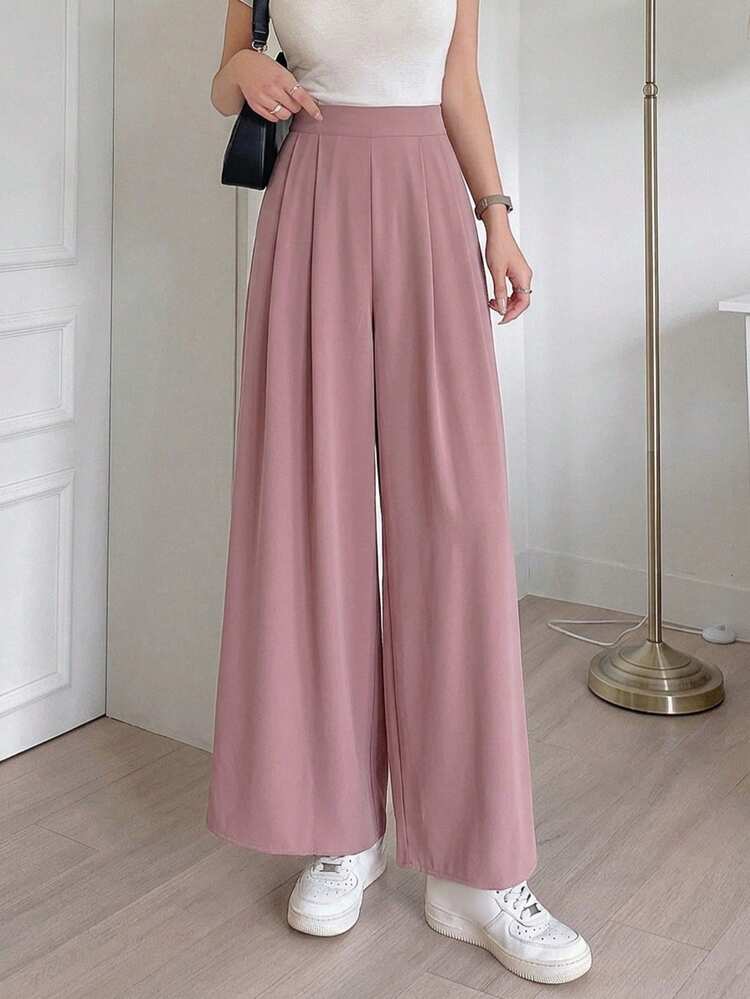 Women's Casual Wide Leg Solid Color Pants