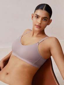Veilyse 4pcs Women's Comfortable Sleeping Casual Striped Wireless Soft Cup Solid Color Bras - Multicolor - View 4