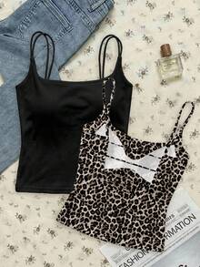 SHEIN PETITE CURVE Áo camisole mùa hè cỡ lớn, đa năng, có đệm mút, ôm sát, không lưng. - Nhiều màu - Xem 4