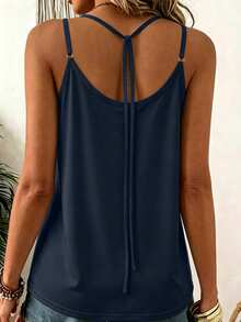EMERY ROSE Solid Color Sweetheart Neck Casual Loose Daily Tank Top, Summer - Blue - View 2