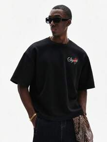 Men's Short Sleeve Crew Neck T-Shirt With Minimalist Print, Olive Green Graphic Tee, Oversized Printed Crop Top For Men, Unisex Washed T-Shirt. Y2K Style, Fashionable Style, Cute Style, Casual Style, Women's Blouses > Clothing. 230g (Sizes S-XXXL) - 4 - 查看 2