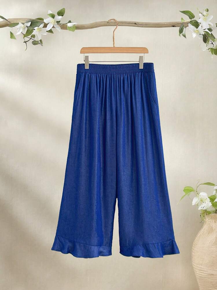 Plus Size Solid Color Minimalist Casual Pants Summer Outfit For Women Festival Outfits Beach Vacation Holiday Country Concert